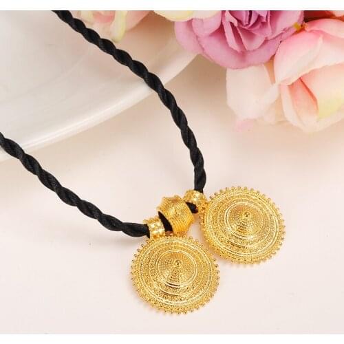 Ethiopian Necklaces Women/Girl silver Gold Color Habesha Wedding Jewelry Africa Eritrea pendant Necklace chocker collar