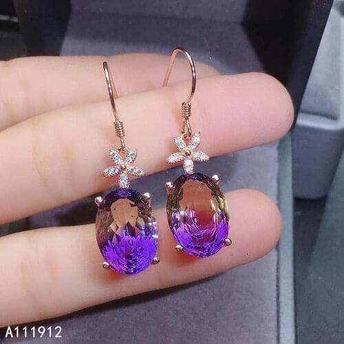 KJJEAXCMY fine jewelry Ametrine 925 sterling silver women gemstone earrings luxury