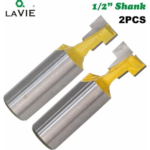 2Pcs 1/2" 12.7MM Shank T-Slot Cutter Router Bit Hex Bolt Keyhole Milling Cutter for Wood Woodworking Tools End Mill MC03001