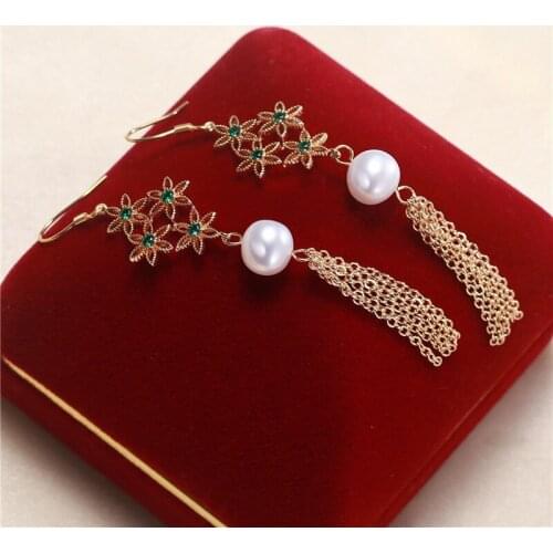 Beautiful Real Freshwater 7-8MM Pearl Earrings Gold Plated Drop Earrings Nice Party Wedding Women Women Gift 10 pairs/lot