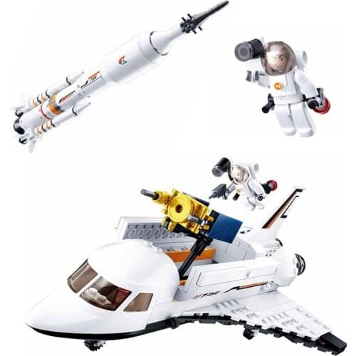 Creator Space Ship Shuttle Rocket Spaceship Station Model Building Blocks Astronaut Aerospace Bricks Classic Sluban Kids Toys