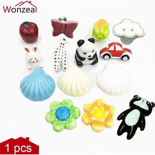 Creative handle Vegetable shape ceramic single hole door knobs cartoon style corn apple strawberry knobs
