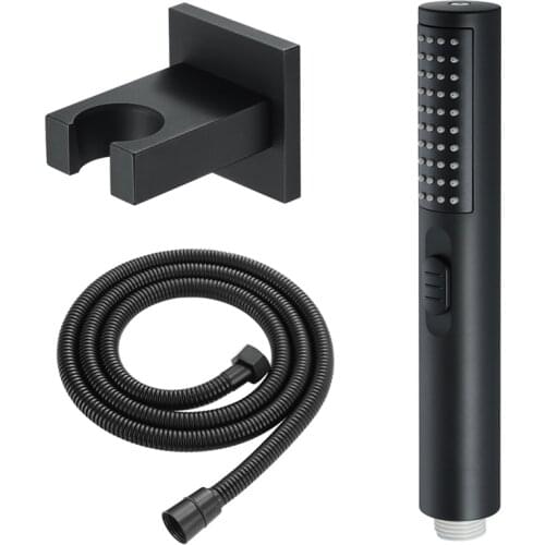 Bathroom Round Handheld Shower Head Brushed Connector Adjustable Wall Holder Set