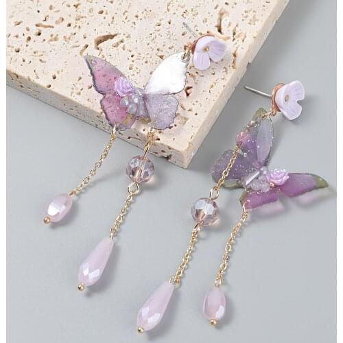 Fashion Metal Resin Butterfly Acrylic Earrings Womens Creative Popular Dangle Earrings Party Accessories