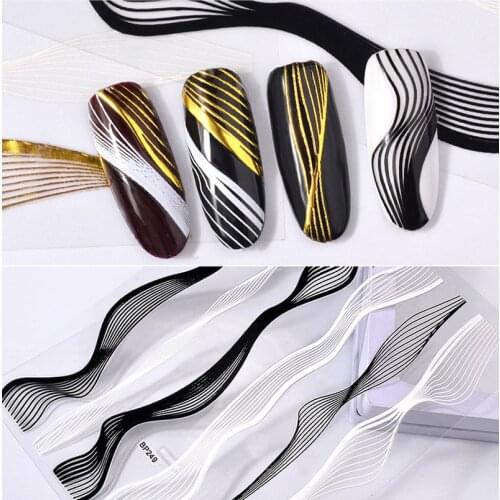 Nail Art Stickers Laser Gold Metal Stripe Line Tape Self-Adhesive Transfer Foils Decals DIY Tips Manicure Decoration Dropship
