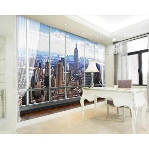 Beibehang papel de parede Fantastic high-rise buildings 3 stereoscopic windows TV background wall wallpaper behang hudas beauty