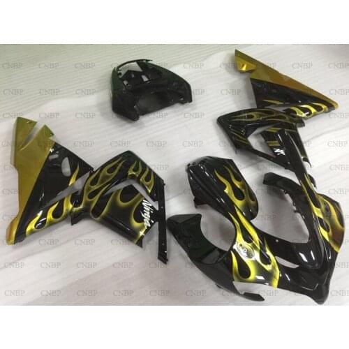 Ninja ZX 10r 2004 - 2005 Fairings Ninja ZX 10r 05 Body Kits for Kawasaki ZX10r 04 Black Gold Frame Fairings
