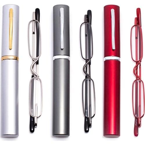 Slim Reading Glasses Ultra Small Skinny Readers Glasses for Men Women Presbyopia Magnifying Portable with tube Case