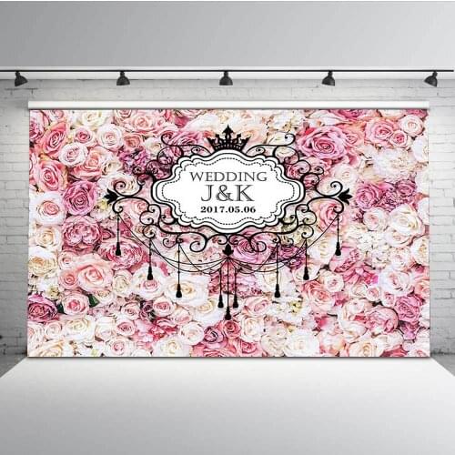 Custom pink rose Flower frame Newborn background Vinyl cloth High quality Computer print wedding backdrops