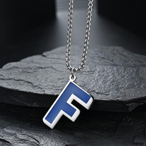 Simple Letter F Pendant Necklace Mens Necklace Stainless Steel Gold Chain Necklaces Street Style Cool Mens Hip-Hop Jewelry