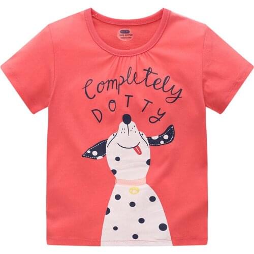 Jumping Meters New Girls T shirts With Dog Print Cute Summer Baby Cotton Clothes Short Sleeve Kids Girls Tees Tops