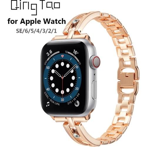 QingTao Zinc alloy Steel Watchband For Apple Watch Band Series 6/SE/5/4/3/2/1 38mm 42mm Metal Sport Strap For iWatch 40mm 44mm
