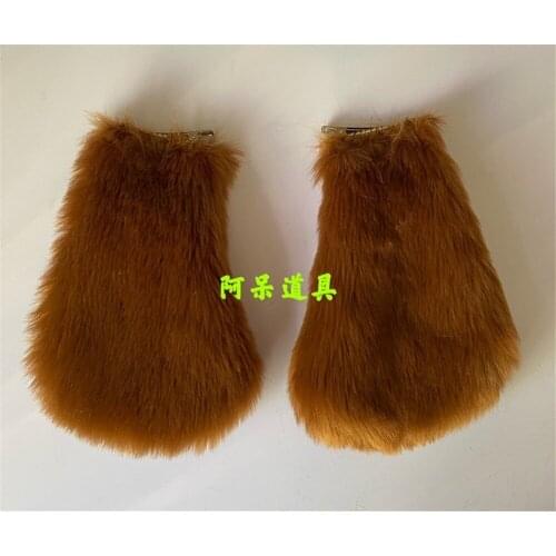 Anime Dog Beast Ears Tail Brownish Red Plush Halloween Carnival Party Costume Accessories Toys childrens party Gifts