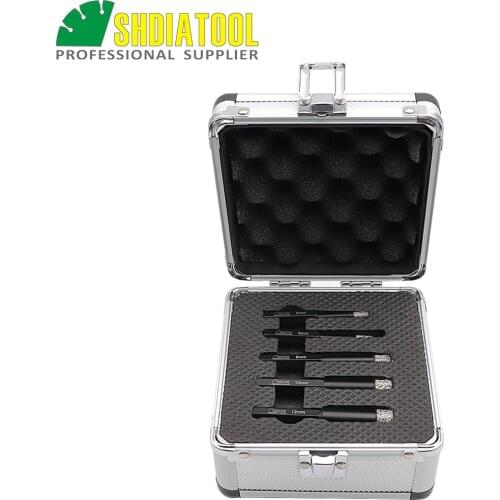 SHDIATOOL 5pcs/box Vacuum Brazed Dry Drilling Bits With Hex Shank Dia 5/6/8/10/12mm Diamond Drill Bits For Stone tile/cerami