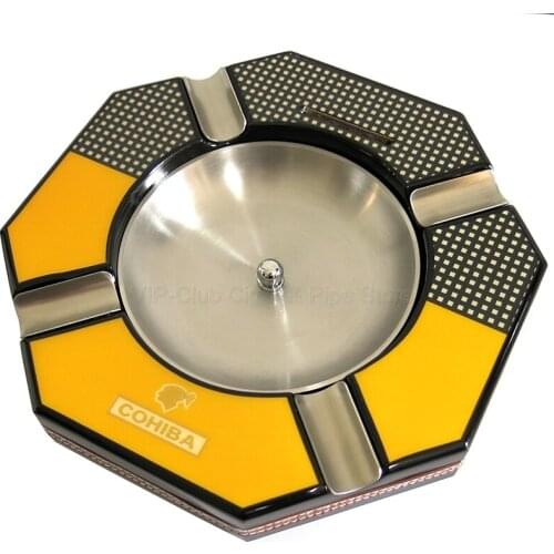 COHIBA Hexagon Detachable Bowl Antislip With Cutter 4 Cigars Holder Metal 4 Slots Cigarette Cigar Ashtray Smoking Tool