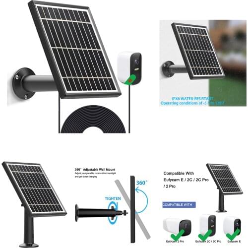 AU Solar Panel for Eufycam E/Eufy cam 2C/E/2 pro/2C Pro Continuous Power Maintain Battery Life 13ft cable wall mount3.5W