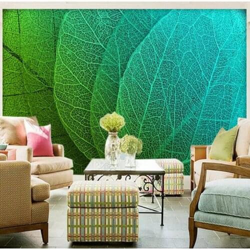 YOUMAN Custom Modern 3d Wallpaper Stereo Effect Simple Nordic Vintage Background Wall Mural Green Leaf Wallpaper For Living Room