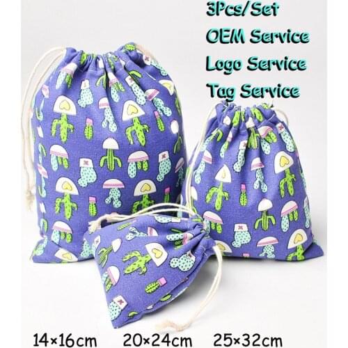 Floral Dried & Artificia Pouch 3Pcs/Set Cotton Linen Pouch Cute Bag Perfume Aroma Bag Scoks Bag Underware Bag Can Cutomized Logo