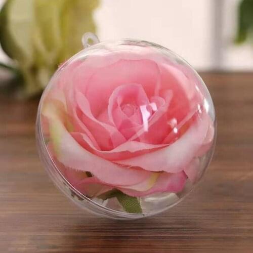 Wedding Christmas Tree Decoration 80mm Transparent Clear Plastic Fillable Ball Baubles Opening Gift Candy Box LX8501