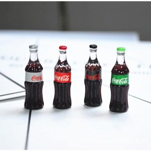 Tanduzi 100pcs Wholesale 3D Cute Flatback Resin Cabochons Simulation Food Coke Bottle DIY Dollhouse Miniature Resin Crafts