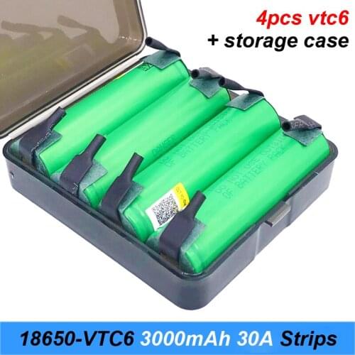 Turmera 18650 VTC6 3000mAh Battery 30A Soldering Nickel for Screwdriver Electric Drill Battery 14.4V 16.8V with Box 4Pieces/Lot