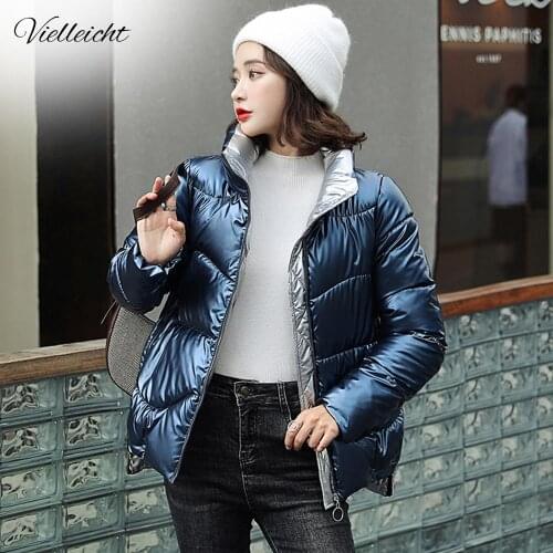 Vielleicht New Women Short Coat Parkas Female Glossy Winter Jacket Women Warm Thick Shinny Coats Plus Size 3XL Down Jacket Parka