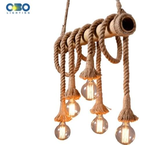 Vintage Hemp Rope Pendant Light Ac90-260v E27 Loft Creative Personality Industrial Pendant Lamp For Restaurant Coffee Bar