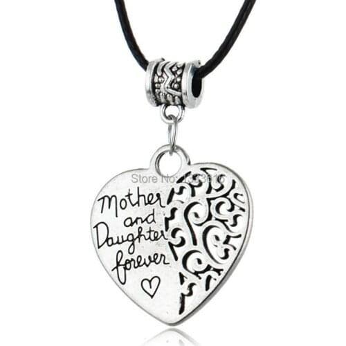 Heart Vintage Silver Plated Pendant Popular Mother And Daughter Forever Love Cute Necklace Friend Family Hollow Out
