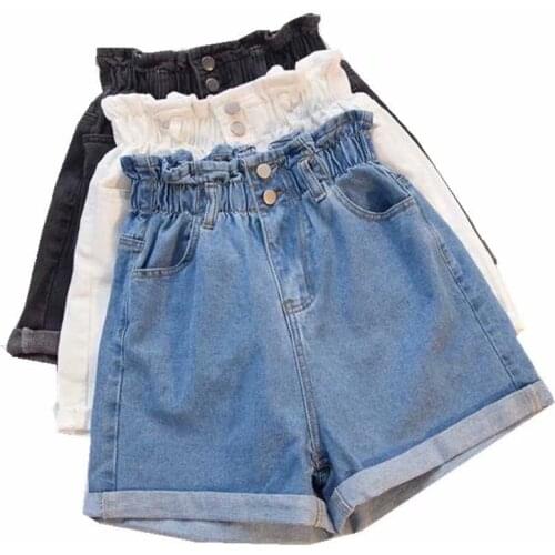 Plus Size Summer 2021 Womens Denim Shorts Large SizeS- 5XHarem Ruffle White High Waisted Shorts Elastic Waist Jeans for Women