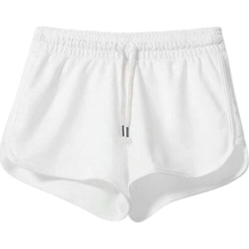 Women Workout Yoga Shorts Dolphin Hem Drawstring Solid Sport Booty Hot Pants A0NF