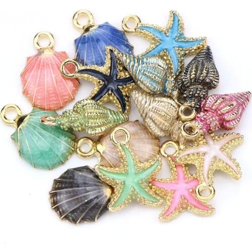 15 PC A+ Fashion Metal Alloy Ocean Shell Christmas Charm Decor Set Pendant Drop Ornaments Hanging DIY Decoration