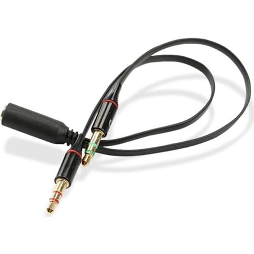 3.5 mm Headphone Earphone Audio Cable Micphone Y Splitter Adapter 1 Female To 2 Male Connected Cord To Laptop PC Color Randomly