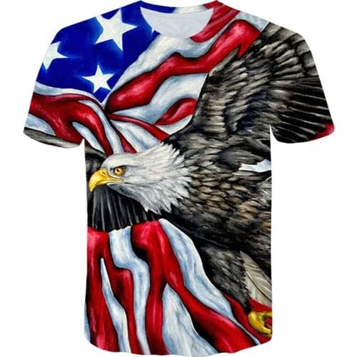 American Eagle Printed 3D T-shirt Mens American Flag Short Sleeve Hip Hop Funny Flying Eagle T-shirt Boys' T-shirts Free shippi