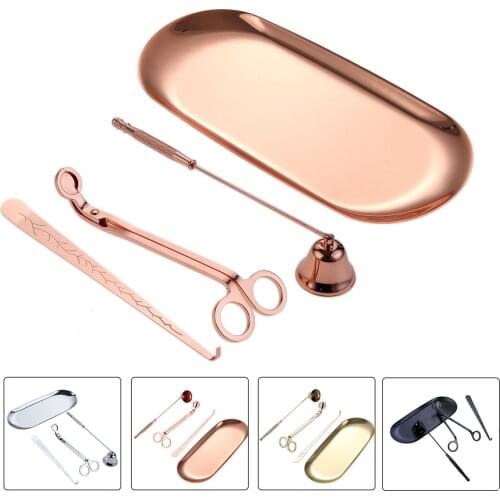 4pcs Candle Care Kit Candle Wick Trimmer Candle Wick Dipper Candle Snuffer Storage Tray Candle Scissor Home Wedding Decoration