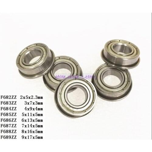 5pcs/Lot F686ZZ , F687ZZ , F688ZZ , F689ZZ Flange Bearing Thin Wall Deep Groove Ball Bearing Mini Ball Bearing Brand New