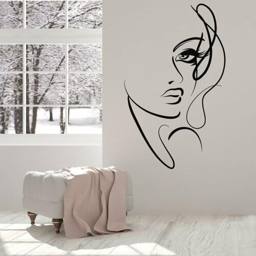 Abstract Woman Face Wall Stickers Vinyl Wall Decal Girl Beauty Salon Interior Decor Window Glass Sticker Girls Bedroom Mural