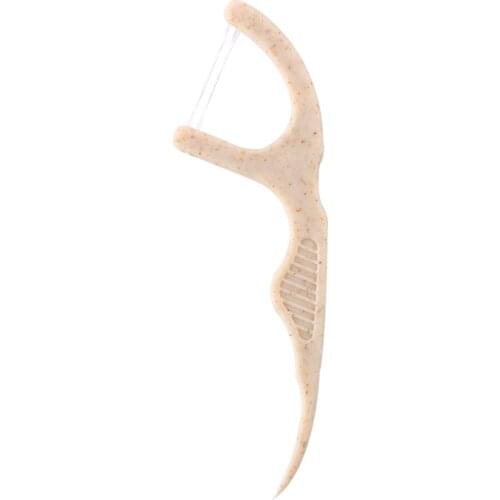 3 Boxes 75 PCS Biodegradable Straw Dental Floss Teeth Picks Interdental Brush Tooth Clean Picks