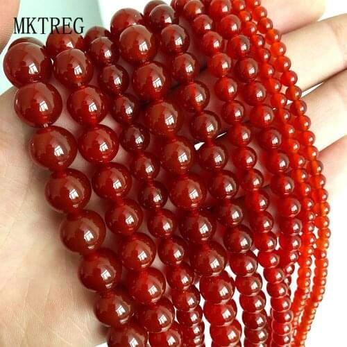 Natural Stone Red carnelian Beads Round Loose Spacer Beads For Jewelry Making 4/6/8/10/12mm DIY Bracelets Accessories 15"Strand