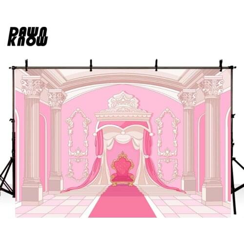 DAWNKNOW Sweet Pink Sofa Photography Background Photocall Cartoon Pink Carpet Backdrop Children Photo Studio Customize lv1084