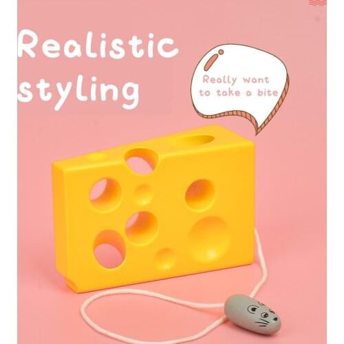 Wooden Cheese Threading Board DIY Wooden Sewing Toys Educational Fingers Flexible Training Montessori Early Learning for Kids