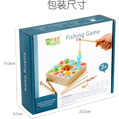 Montessori material wooden kitten fishing toy childhood education teaching aid clip bead training kindergarten educational toy