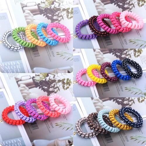Mixed style High Elasticity Colorful Telephone Wire Line Bracelets Rubber Band Hair Ties Rope Ponytail Holder Hair Gum Rubber
