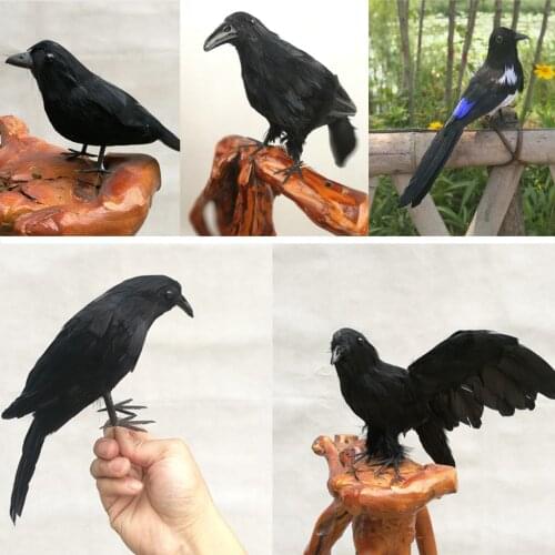 Artificial Realistic Raven Magpie Birds for Home Halloween Party Decoration