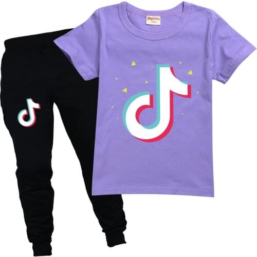 TIK TOK Boys Clothing Set New Summer Kids Clothing Sets Colorful T-Shirt + Pants 2Pcs Girls Boys Suit
