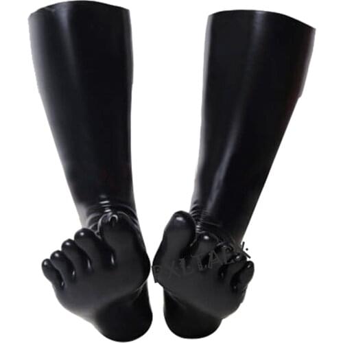 Latex Stockings Solid Womens Erotic Stockings Knee Socks Latex Rubber Toe Socks Calf Knee High Men Stockings Sexy Stockings