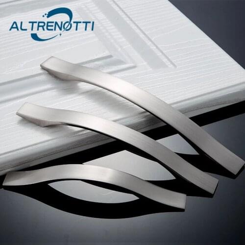 Metal Furniture Handle Wardrobe Kitchen Cupboard Aluminum Silver Chrome Door Pull Modern Knob For Drawer Closet Dresser Hardware