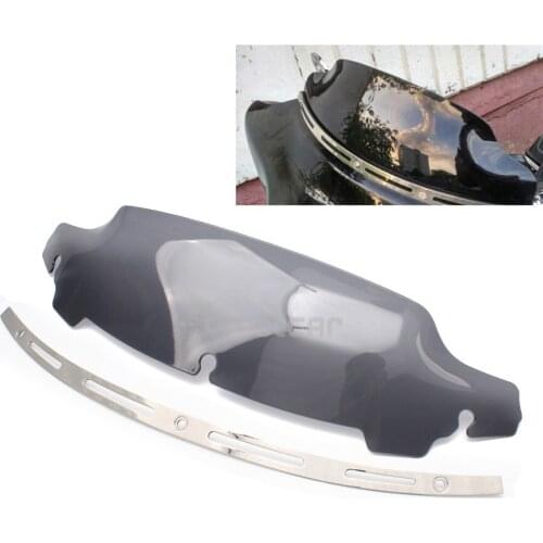 Motorcycle Aluminum Windshield Trim Case + Light Smoke 4.5" ABS Windscreen for Harley Touring Electra Street Tri Glide 2014-2017