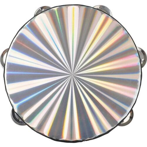 Music Accessories Eco-friendly Radiant Tambourine Shiny Surface ABS Reflective Drum Head Percussion Instrument for Party Perform
