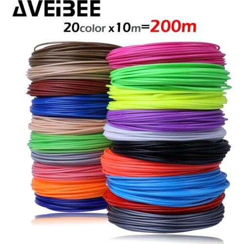 AVEIBEE 10m x 5/10/20 color 3D Printing Material 3D Pen Filament ABS 1.75mm Plastic Refill For 3 D Impresora Drawing Printer Pen