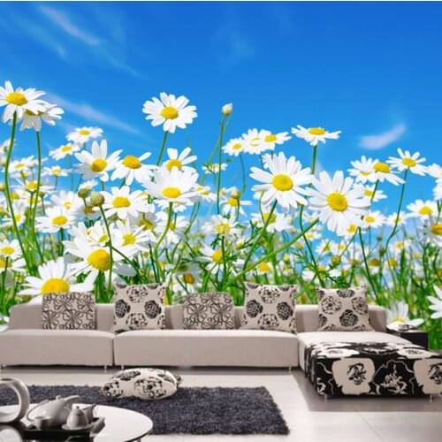 Custom Photo Wallpaper 3D Daisy Bedroom Living Room TV Background Mural Wallpaper Non-woven Modern Large Wall Painting Flowers